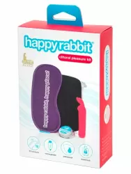 Набор Happy Rabbit Clitoral Pleasure: минивибратор, 12 см, 10 режимов, возбуждающий бальзам, маска на глаза, сумочка