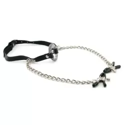 Кляп с зажимами для сосков Fetish Fantasy