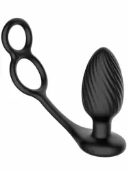 Инновационная анальная вибровтулка Nexus Tornado with Cock & Ball Rings с функцией вращения, 8.6 см, черная