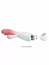 Ребристый вибратор-кролик Baile Snappy, 19 см, 30 режимов, силикон, белый с розовым