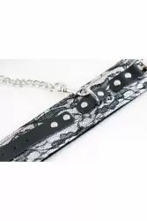 Кружевной набор ошейник и наручники TOYFA Marcus – серебристый