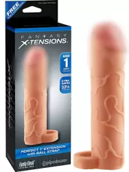 Насадка удлинитель Perfect 1 Extension with Ball Strap с кольцом на мошонку – телесная	