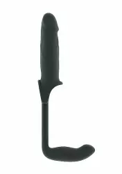 Увеличивающая насадка закрытого типа с кольцом для фиксации на мошонке и анальным стимулятором No.34 - Stretchy Penis Exten and Plug