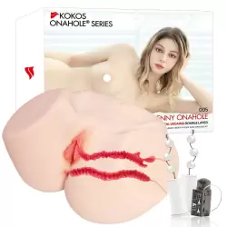 Jenny Onahole Real Vagina Мастурбатор полуторс с двойным слоем, с вибрацией
