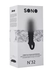 Реалистичная увеличивающая насадка закрытого типа с кольцом для фиксации на мошонке No.32 Stretchy Penis Extension, 19 см, черный