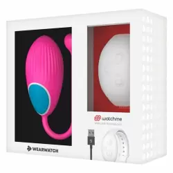 Ребристое виброяйцо Dream Love WEARWATCH EGG WIRELESS TECHNOLOGY WATCHME FUCHSIA / SNOWY, с пультом Д/У, 8,5 см, 7 режимов, силикон