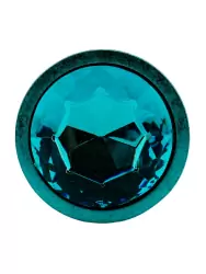 Голубая  алюминиевая анальная пробка с кристаллом Large