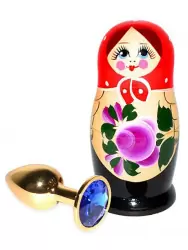 Металлический анальный плаг Sitabella со стразом – золотистый