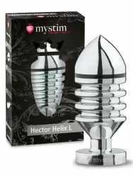 Анальный стимулятор Mystim Hector Helix L, для подключения к источнику электроимпульсов, 11,5 см, серебристый
