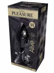 Металлическая анальная пробка Alive Mini Metal Butt, белый кристалл, 8 см, диаметр 3,4 см, серебристый