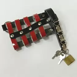 Пояс верности Подиум из лакированной кожи - черный с красным