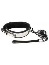 Ошейник с поводком Вad Kitty Сhoker - черный с белым