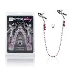 Зажимы на соски Nipple Play Nipple Clamps с цепочкой – фиолетовый