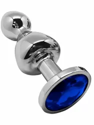 Элегантная анальная втулка Wooomy Lollypop, синий кристалл, 8,5 см, размер S