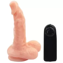 Рельефный вибромассажер-реалистик с мошонкой на присоске American Special Technical Troops – телесный