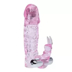 Удлиняющая насадка ажурная Ultimate Love Sleeve с 2-мя вибраторами – розовый