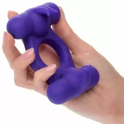 Перезаряжаемое эрекционное виброкольцо Silicone Rechargeable Triple Orgasm Enhancer, с двумя моторами, диаметр 3,25 см, фиолетовый