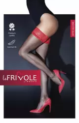 Чулки с красной кружевной резинкой на силиконе (Sense)