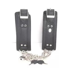 Унисекс поножи с цепями Unisex Leatherette Ankle Cuffs – черный