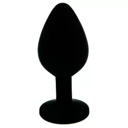 Большая силиконовая анальная пробка Kanikule Large с кристаллом – черный с красным