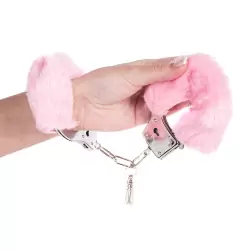 Металлические наручники Metal HandCuff с мехом – розовые