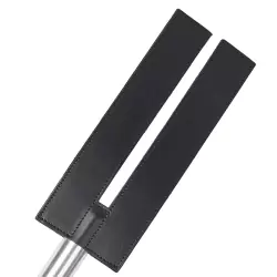 Шлепалка-камертон Leather Slit Paddle кожаная – черная