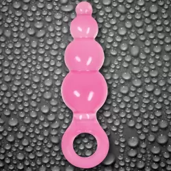 Анальная пробка с кольцом Jolie Ripples Medium – розовая