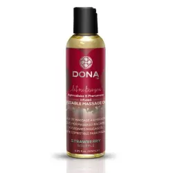 Массажное масло для оральных ласк Dona Let Me Kiss You со вкусом клубничного суфле – 125 мл