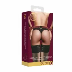 БДСМ оковы на руки Ouch Ouch! - Handcuff With Connector - Burgundy