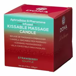 Вкусовая массажная свеча Dona Let Me Kiss You Strawberry Soufflé – клубничный, 135 г