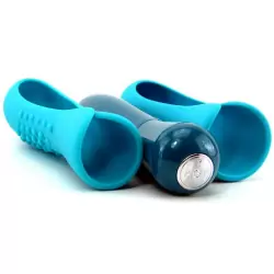 Дизайнерский мини массажер с двумя насадками Io - Blue