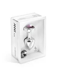 Металлический анальный плаг Anni Magnet T2 с двумя заменяемыми кристаллами на магните – серебристый