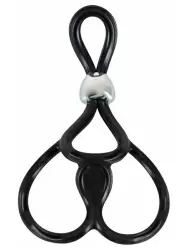 Эрекционное лассо Triple Ball- und Cockring, с подхватом мошонки, 13 см, силикон, черный