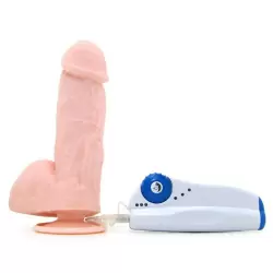 Вибрирующий фаллос с мошонкой The Nerd – телесный