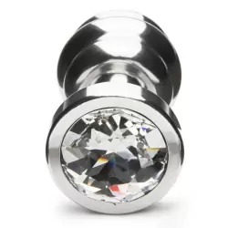 Миниатюрная анальная пробка Anni Ano T1 с рельефом и камнем Сваровски – серебристый