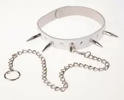 Шипованный ошейник с поводком White Fury