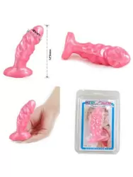 Рельефная анальная пробка в виде фаллоса Baile Anal Plug на присоске – розовый