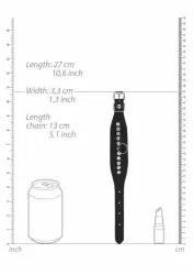 Наручники из искусстственной кожи Diamond Studded Wrist Cuffs, с кристаллами, 34 см, черный