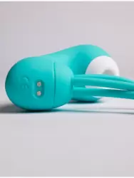 Вакуумный стимулятор клитора Youvic с вагинальными виброшариками, 16 см, 20 режимов, бирюзовый