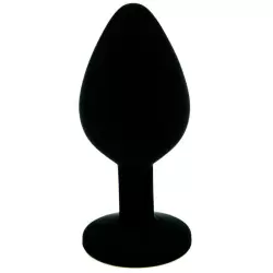 Средняя силиконовая анальная пробка Kanikule Medium с кристаллом – черный с красным