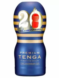 Нереалистичный мастурбатор Tenga Premium 20th Anniversary, 15,5 см, ТПЭ, синий
