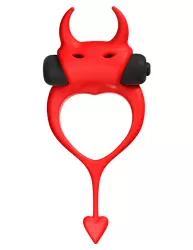 Необычное эрекционное виброкольцо Adrien Lastic Devol Cockring Маленький Демон, 10,8 см, диаметр 4,2 см, силикон, красный