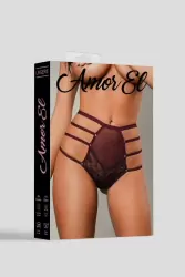 Трусики с высокой посадкой, Amor El, размер М, темные красно-пурпурные