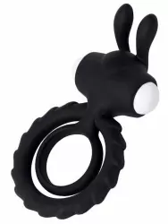 Необычное эрекционное кольцо JOS Bad Bunny, с вибропулей, силикон, 9 см, черное