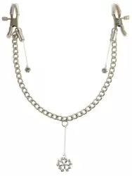 Зажимы на соски Crystal Nipple Clamps с украшениями - серебристый