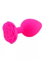 Анальная пробка Kanikule, с ограничителем в форме розочки, размер M, розовая