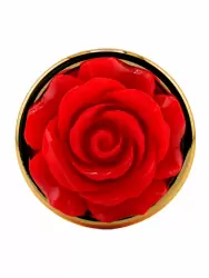 Золотая анальная пробка с ограничителем в форме красной розы, размер S, Kanikule