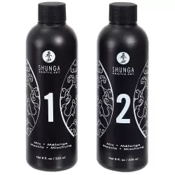 Набор для эротического массажа Shunga «Восточная схватка» Дыня-Манго – 2 х 225 мл