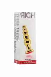 Золотая анальная пробка (елочка) с рубиновым кристаллом Gold Plug - Red Sapphire