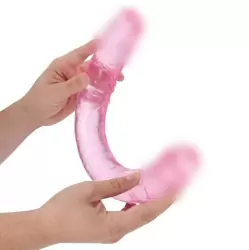 Реалистичный фаллоимитатор Shots toys, 45 см, двусторонний, прозрачный розовый